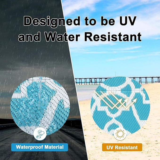 HEBE Outdoor Rug Waterproof 6x9, Plastic Straw Rug Camping Rug, Reversible Outdoor Patio Rugs RV Mat Clearance, Indoor Outside Floor Carpet for Porch,Deck,Camper,Balcony,Backyard