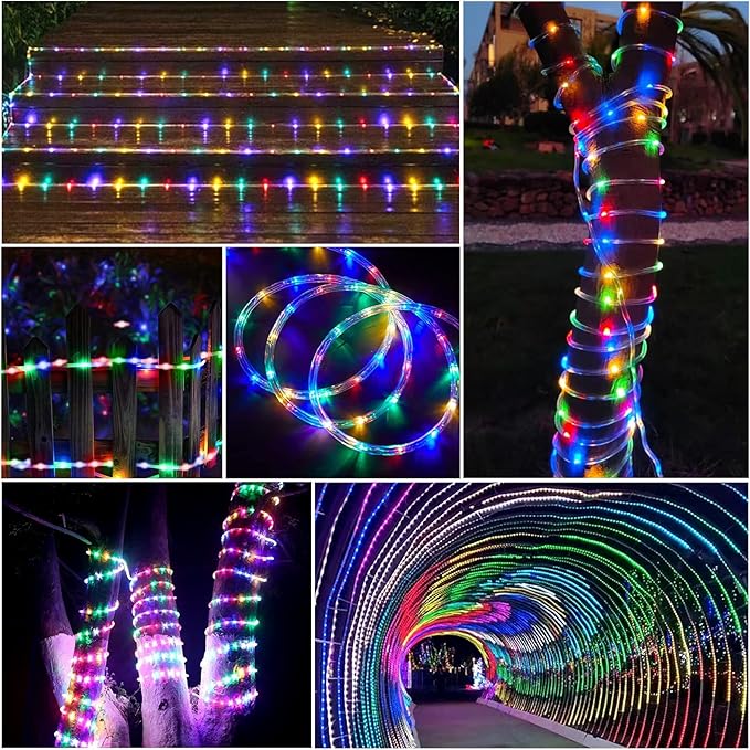 50Ft 375 LED Color Changing Rope Lights Outdoor with Plug & Remote Waterproof 21 Colors String for Bedroom Party Wedding Patio Garden Holiday Decoration