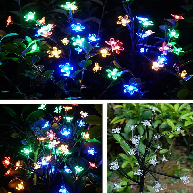 Solar Garden Lights Outdoor,Waterproof Solar Lights for Outside Decorative 4Pack, 80Led Flowers Garden Decor, Outdoor Lights for Yard Pathway,Lawn,Garden Decorations