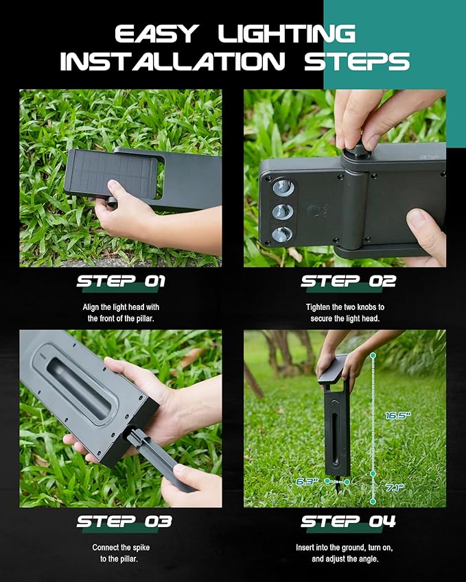 8 Pack Walkway Solar Lights for Outside, 3 Color Temperature Solar Pathway Lights Outdoor, 360 Degree Adjustable, IP65 Yard & Landscape Lighting Decor, YL4079-8