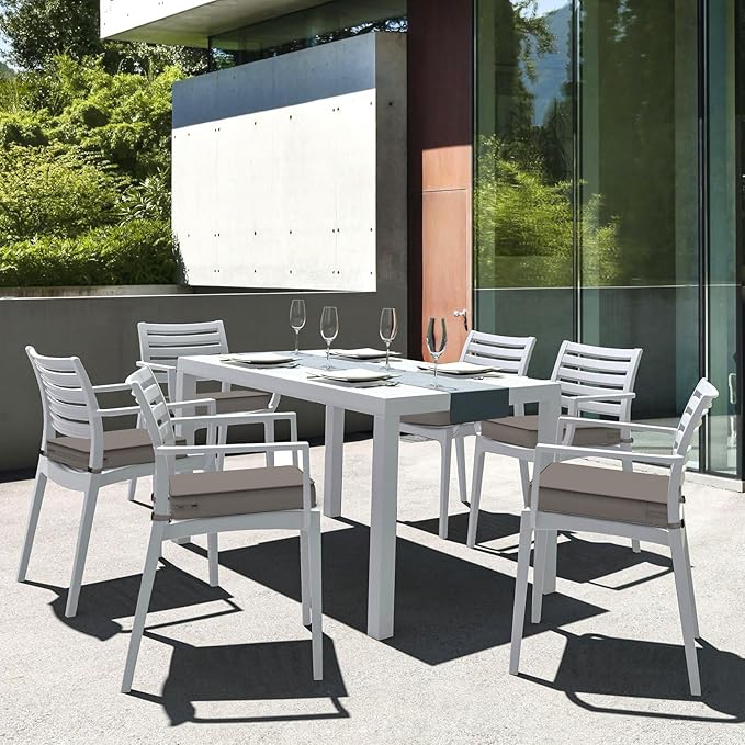 LVTXIII Patio Chair Cushions 19"x19"x3", Water-Repellent Outdoor Seat Cushions for Patio Furniture, Square Chair Pads with Ties for Home Garden Decoration, Set of 2, Dark Grey