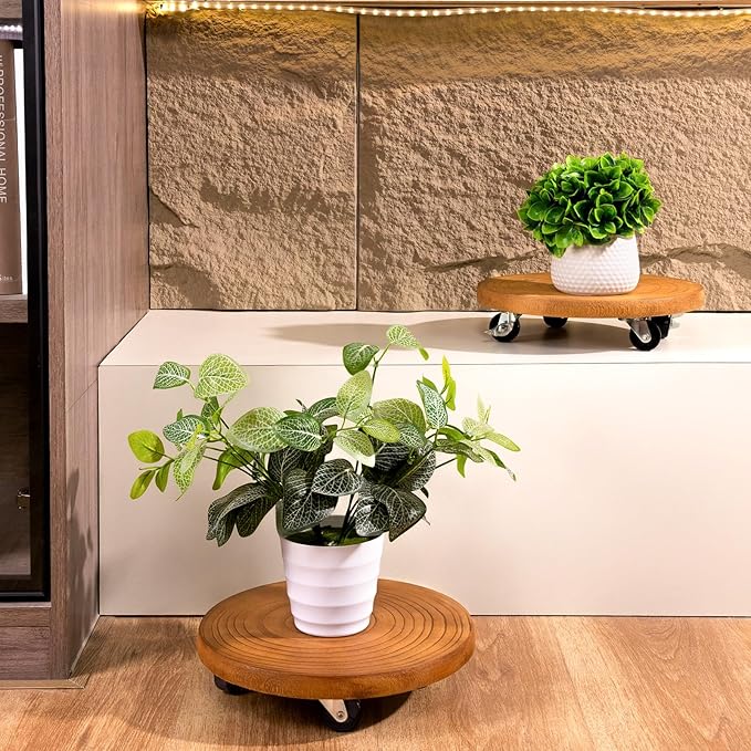 Yangbaga 2Pack 12inches Tree Plant Stand with Wheels,Rolling Plant Caddy with Wheels Heavy Duty- Plant Rollers with Lockable Casters for Outdoor /Indoor/Plant Pot/Flower Pot/Patio