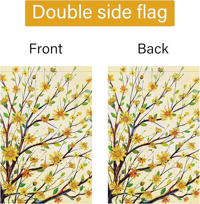 Louise Maelys Summer Tree Garden Flag Spring Floral Welcome 12x18 Inch Double Sided Small Burlap Seasonal Holiday Yard Outdoor Sign Outside Home House Decoration