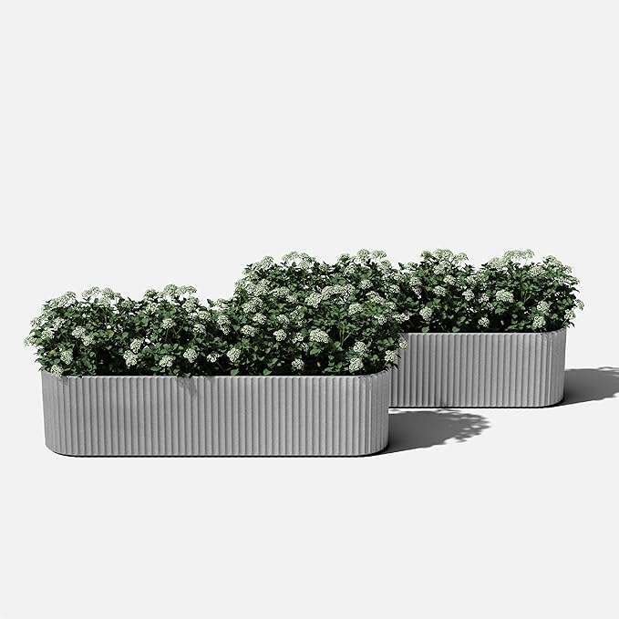 Veradek Demi Series Window Box Planter - Long Planter Box for Windowsill/Balcony | Durable Plastic-Stone Composite Material | Modern Décor for Flowers/Herbs