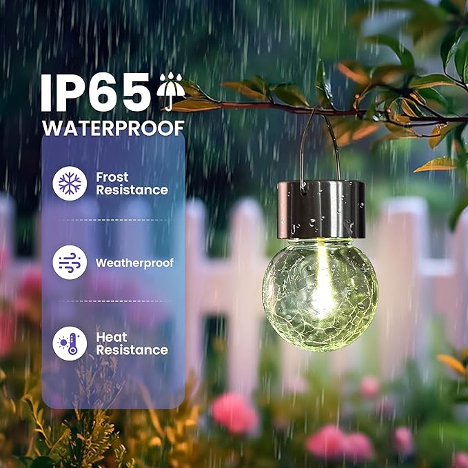 Hanging Solar Lights Outdoor,New Upgraded Moving Led Beads,Solar Powered Waterproof Lighting,8 Pack Hanging Globe Solar Lights for Garden Yard Patio Fence Christmas Decoration (Warm White)