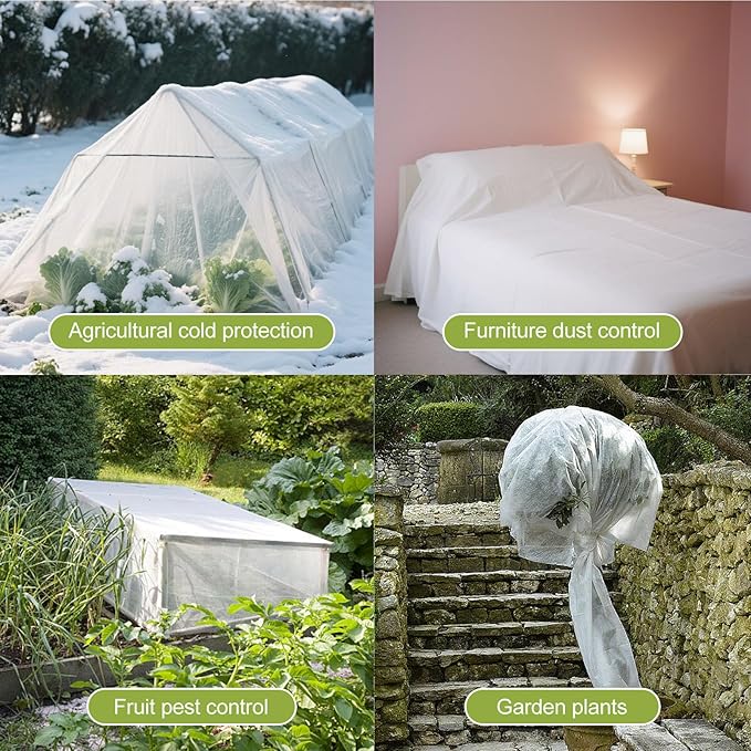 Plant Covers Freeze Protection, 10x33FT Reusable Thickened Winter Floating Row Covers, Frost Cloth Blanket Shade Cloth Garden Fabric Plant Cover for Raised Beds Vegetables Insect Winter Frost