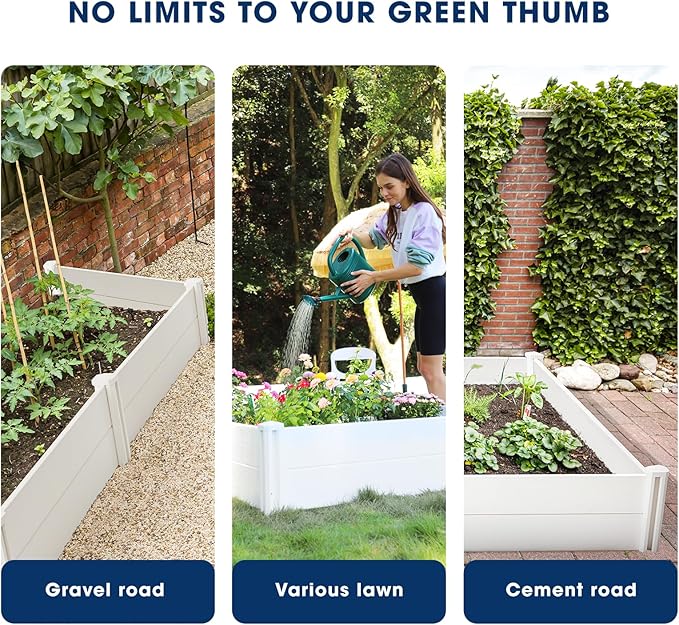 PASAMIC Durable Vinyl Raised Garden Bed, 6x3x1ft Raised Bed for Gardening, Planter Box with Open Bottom, Raised Garden Bed Outdoor, DIY Above Ground Garden Bed for Fruit, Vegetables, Herbs