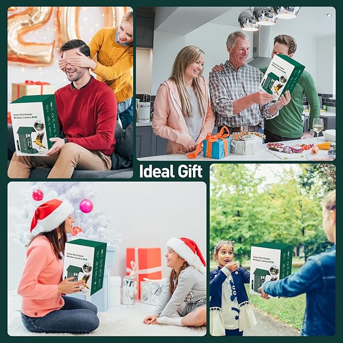 Soliom- Bird Feeder with Camera, 5W Solar Powered, AI Identify Species, Smart Wild Bird Watching, 2K Live View, Instant Arrival Alerts,Large 2.7L Seed Capacity, Metal Squirrel Chew-Proof - BF08 Green