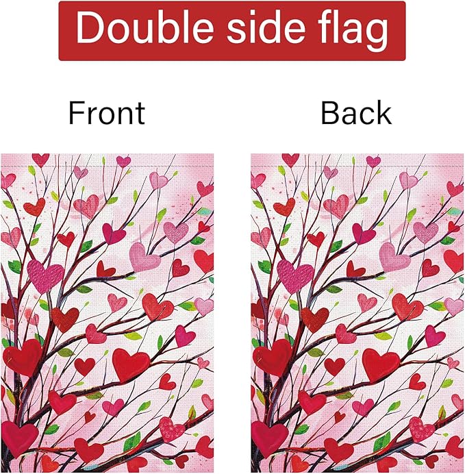 Louise Maelys Garden Flag Love Heart Tree 12x18 Inch Double Sided Welcome Small Burlap Spring Holiday Yard Outdoor Outside Home Decoration