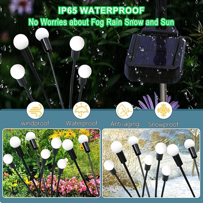Solar Garden Lights Outdoor, 2 Pack 20 LED Solar Pink Firefly Lights Waterproof, Sway by Wind, Solar Swaying Light for Yard Patio Backyard Garden Planter Flower Bed Pathway Outdoor Decoration