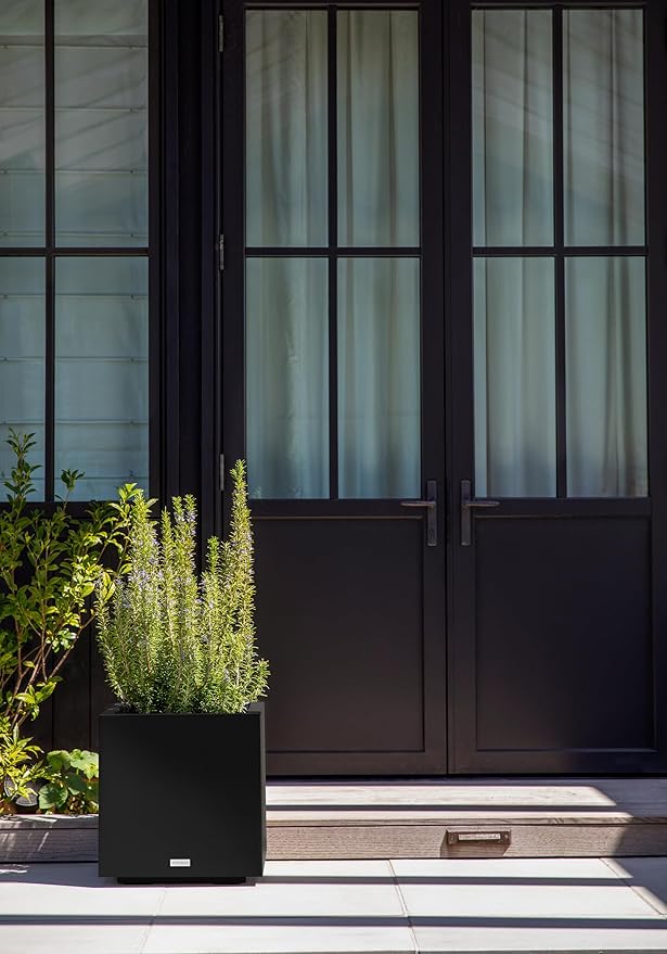 Veradek Block Series Cube Plastic Planter - Large Square Planter for Indoor or Outdoor Patio/Garden | Durable All-Weather Use with Drainage Holes | Modern Décor for Tall Plants, Trees, Flowers