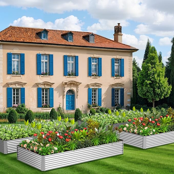 4 Pack 6x3FT Galvanized Raised Garden Bed Outdoor,Metal Garden Bed for Vegetables,Steel Raised Beds for Gardening,Above Ground Garden Box for Flower