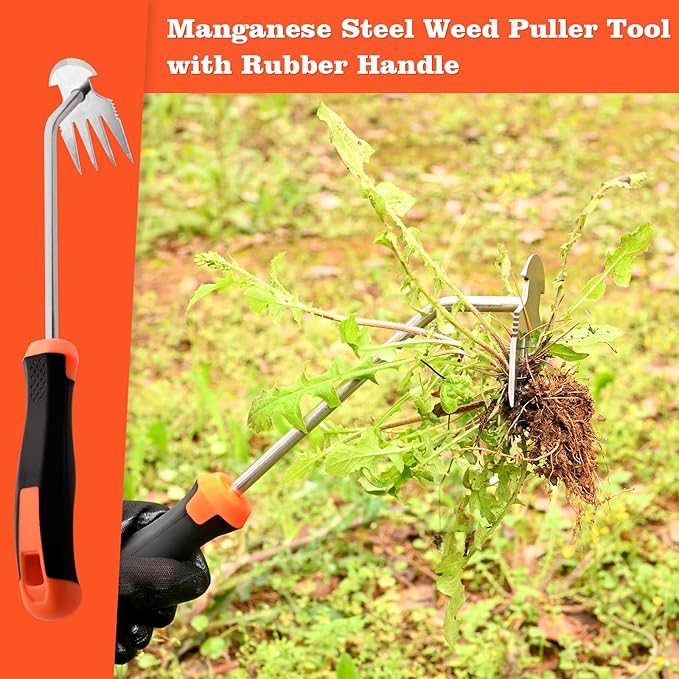 Weed Removal Tool,Portable Garden Weeder Tool,2024 New Manganese Steel Weed Puller Tool with Rubber Handle for Vegetable Gardening Garden Yard Farm Farm Planting & Uprooting Weeding Tool