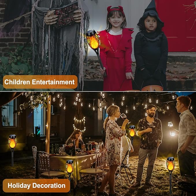 Solar Lights Outdoor, Upgraded 12 Pack Solar Torch Light with Flickering Flame Waterproof for Garden Decor, Flame Torches for Outside Landscape Porch Yard Pathway Decorations