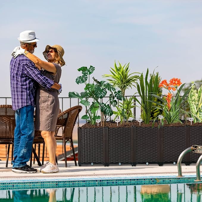 Large Planters for Outdoor Plants Raised Garden Bed Garden Boxes Outdoor Raised Planter Box Plant Pots Perfect for Garden Patio Balcony Deck to Planting Flowers Vegetables Tomato and Herbs