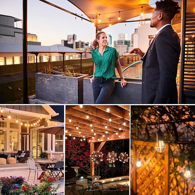 S14 Replacement LED Light Bulbs, Shatterproof & Waterproof 1W S14 LED Bulbs, E26 Base Patio Edison LED Light Bulbs for Outdoor String Lights , Warm White 2200K Plastic 70ML Non-Dimmable 48 Pack