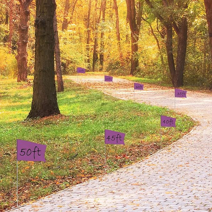 Zozen 100Pack Purple Marking Flags, Writable | 15x4x5 Inch, Yard Flags for Lawn & Irrigation & Landscape & Sprinkler & Survey & Dog Training.