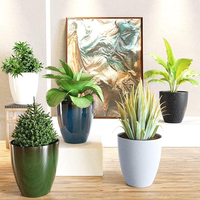 QCQHDU Plant Pots Set of 2 Pack,10 Inch Plant Pot for Indoor and Outdoor Plants with Drainage Hole,Flower Pots Modern Decorative Planter for Garden Plants (Sandy)