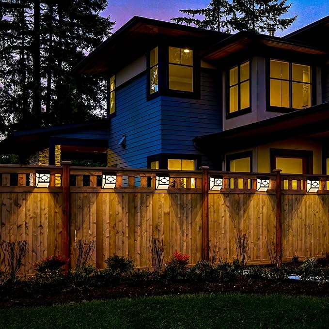 Solpex Solar Deck Lights,Solar Fence Lights, 2 Modes Christmas Decoration Lights,Unique Pattern, Waterproof Automatic Outside, Deck, Patio, Stairs, Yard, Steps, Path & Driveway (RGB & Black 8-Pack)