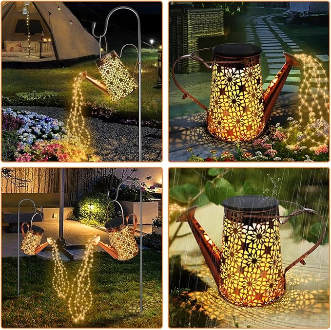 Solar Watering Can with Lights - Outdoor Waterproof Solar Landscape Lights for Garden Patio Yard Pathway (2 Pack)