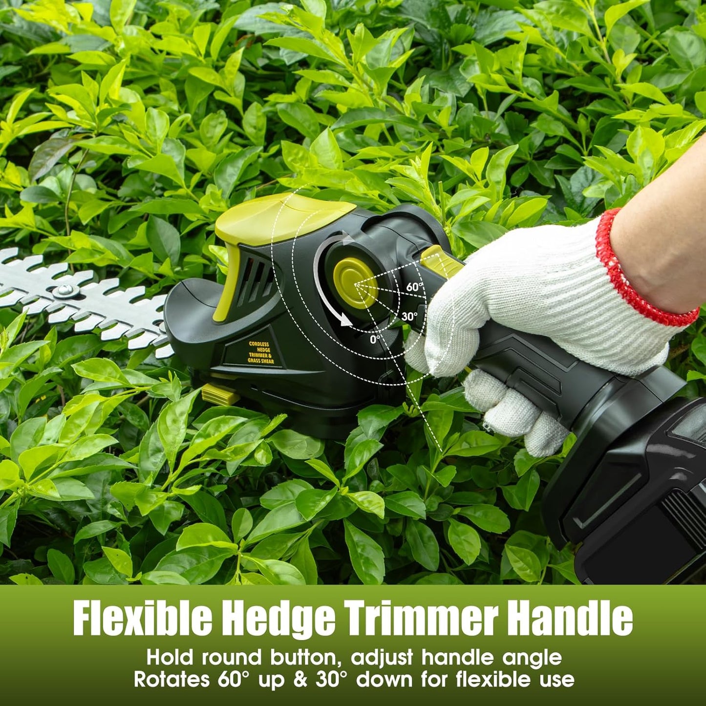 Hedge Trimmer Cordless for DEWALT 20V MAX Battery, 1200RPM Grass Trimmer Electric Hedge Trimmer, 2 in 1 Design, Perfect for Yard, Garden, and Lawn Care(Battery Not Included) (Green)