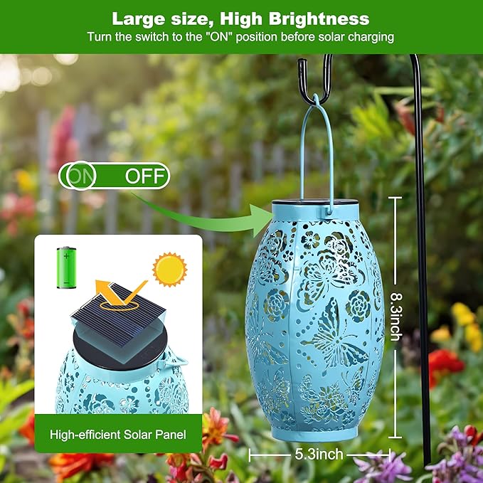 Butterfly Pattern Solar Garden Lights, Waterproof Flower Decorations 2 Sets, Blue, But-US600-1