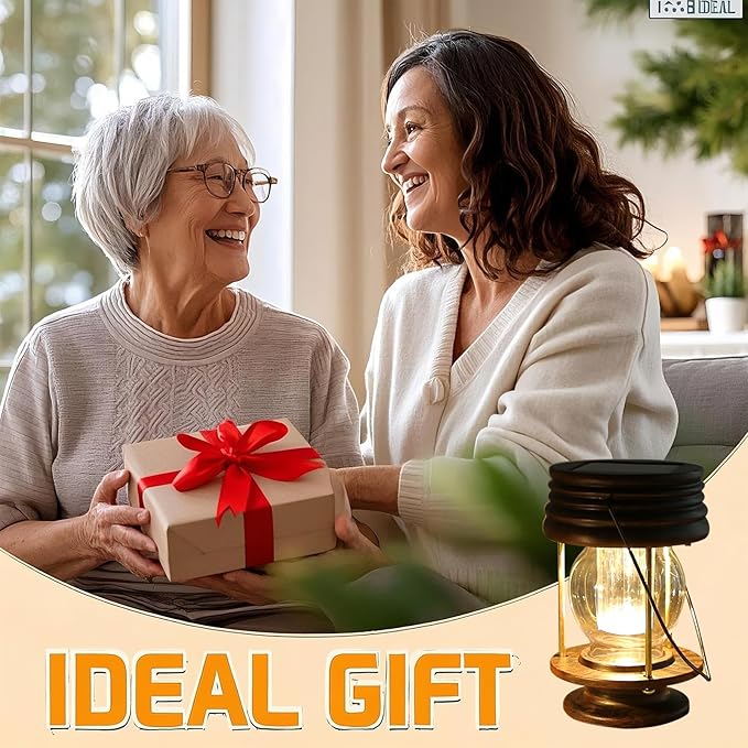 Solar Lanterns Outdoor - 2 Pack Hanging Solar Lights for Outside, Waterproof Outdoor Garden Lanterns Lamp Vintage Design for Landscape Yard Pathway Beach Pavilion Table Decoration (Warm Lights)