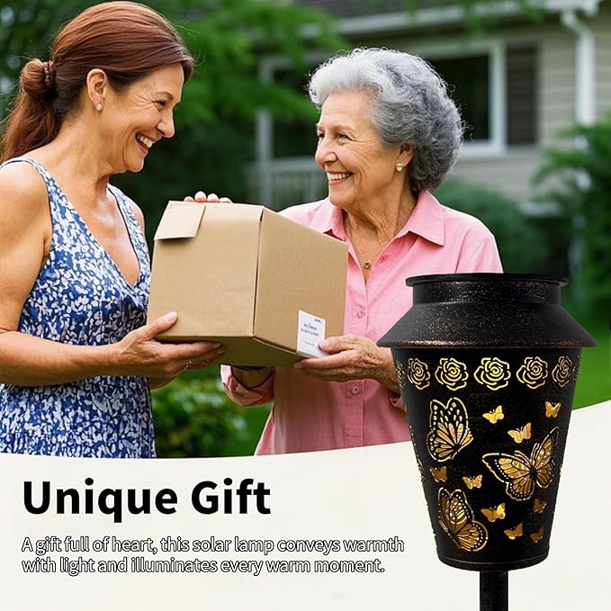 Solar Pathway Lights Outdoor Waterproof, Metal Copper Butterfly Lantern for Yard, Garden, Walkway, Patio Decor and More, Ideal Landscape Lighting Gift for Women, Mom, Grandma