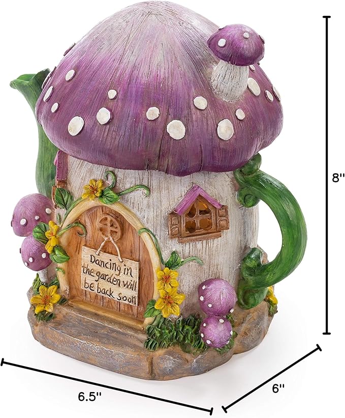 VP Home Mushroom Teapot Solar Light for Home and Outdoor Decor, Mushroom Solar Powered Flickering LED Garden Light, Solar Powered Teapot Backyard Party Decoration Light, Fairy Garden House