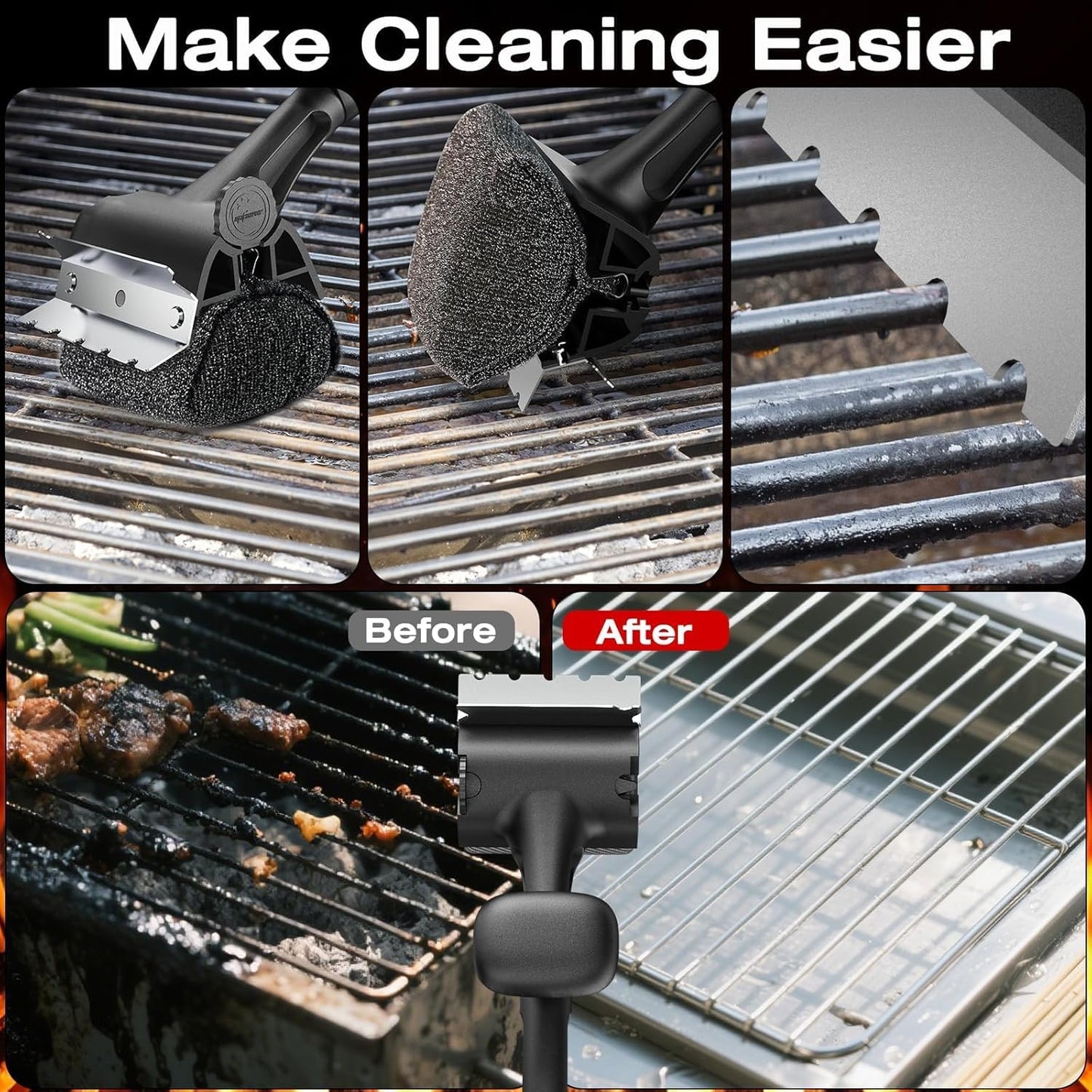 2 Pack Replaceable Cleaning Head, Grill Brush Bristle Free