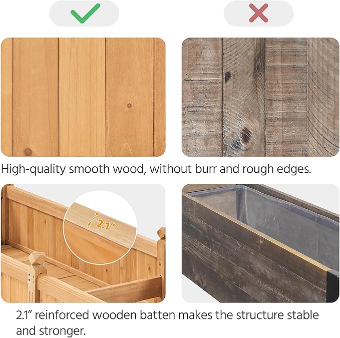 Yaheetech 90.5″ L×23.5″ W×16″ H Wooden Raised Garden Bed, Horticulture Wood Rectangular Garden Planter Outdoor, Raised Planter Box for Yard/Greenhouse/Vegetable/Flower/Herbs, Light Brown