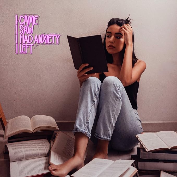 CAME SAW HAD ANXIETY LEFT Neon Sign Wall Decor, Neon Light for Christmas Party Bar Home Christmas Decorations Family Gifts