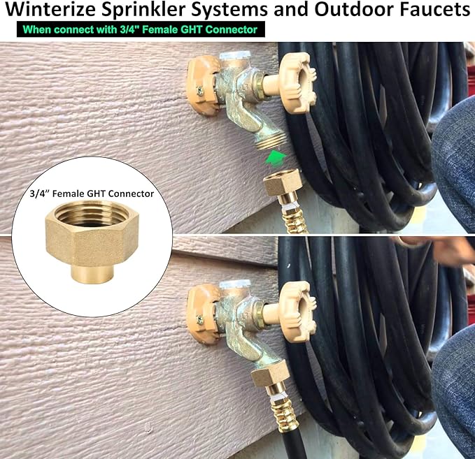STYDDI RV Winterization Blowout Adapter Hose with Shut Off Valve, 12" Winterize Sprinkler System Shut-Off Hose Fitting for Outdoor Faucets, RVs, Boat, Water Pipes, Irrigation System, Sprinkler System