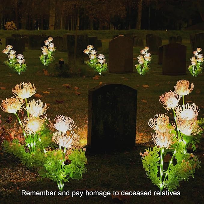 Solar Garden Lights Outdoor - 4 Pack Solar Flower Light Waterproof with Glowing Flowers & Stems for Garden Decoration,Yard Landscape Path Decor and Gift for Mother