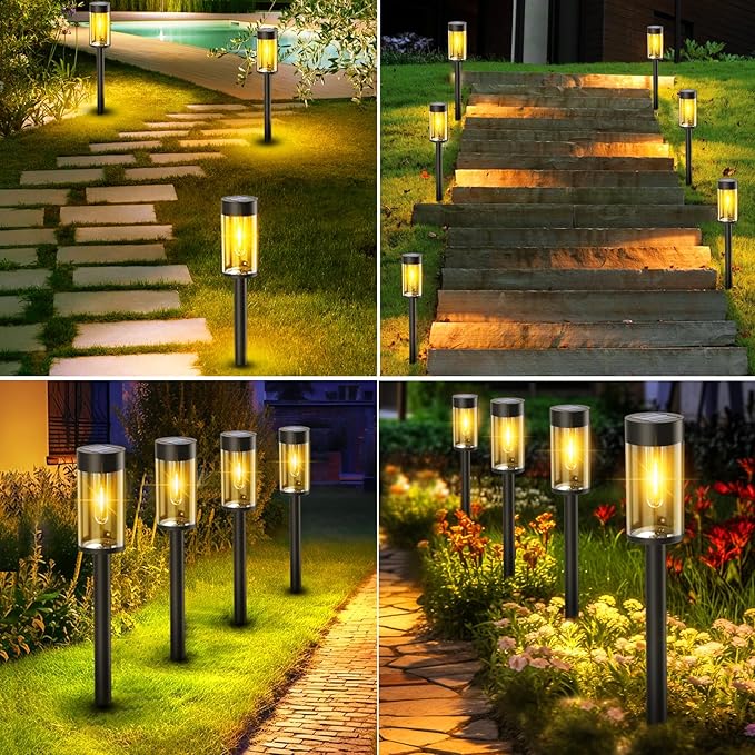 nipify LED Solar Pathway Lights Outdoor, 8 Pack Waterproof Solar Powered Yard Lighting, Auto On/Off Solar Walkway Light for Garden Lawn Path Outside(Warm White)