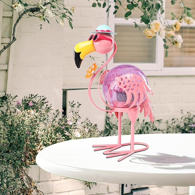 MUMTOP Flamingo Solar Lights Outdoor, Solar Lantern Outdoor Decorative Waterproof LED Solar Lights Flamingo Tabletop Decorations for Patio Garden Yard Outside Decor, Pink Flamingo