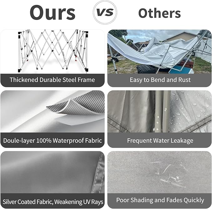10x10 Pop Up Canopy, 300D Silver Coated Grey Fabric Outdoor Gazebo, Beach Tent Slant Legs with Storage Bag,Easy Up Sun Shade Shelter Tents with 8x8 Top Cover for Patio,Party