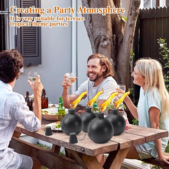 4 Pack Citronella Tabletop Torches, 25 oz Table Top Torches for Outdoor, Metal Oil Burner Candles, Garden Torches with Fiberglass Wick for Yard, Patio, Deck, Garden, Party, Landscape.