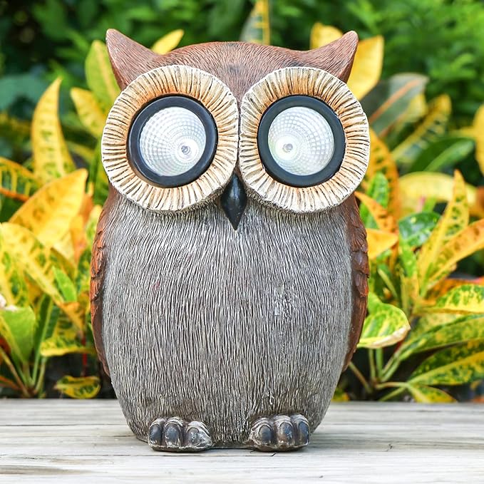 DKJOCKY Owl Gifts for Women, Solar Owl Decorations for Yard, Garden Oranments Outdoor Gardening Gifts for Birthday Christmas for Women Mom Grandma Wife