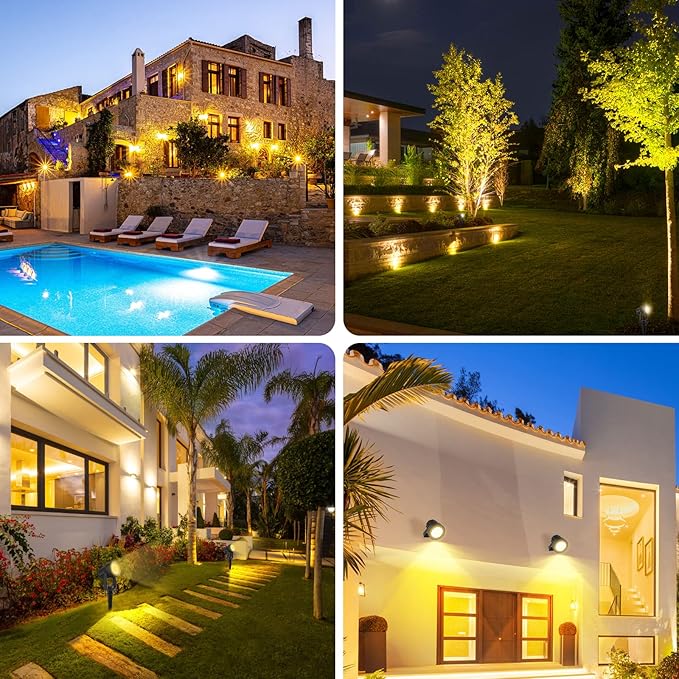 T-SUNUS Solar Garden Spotlight Outdoor, 4-in-1 Solar Spot Lights IP65 Waterproof 9.8ft Cable, 5W Separated Solar Panel, Auto On/Off for Tree Patio Yard Driveway Pathway Pool Area(Warm White 3000K)