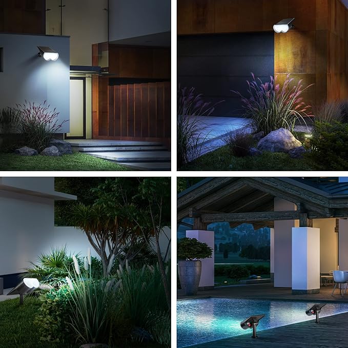 Solar Spot Lights Outdoor, Consciot 16 LEDs IP67 Waterproof Solar Outdoor Lights, Auto On/Off Solar Landscape Spotlights, 2-in-1 Adjustable Wall Lights for Garden Yard Pathway, 6 Pack (Cool White)