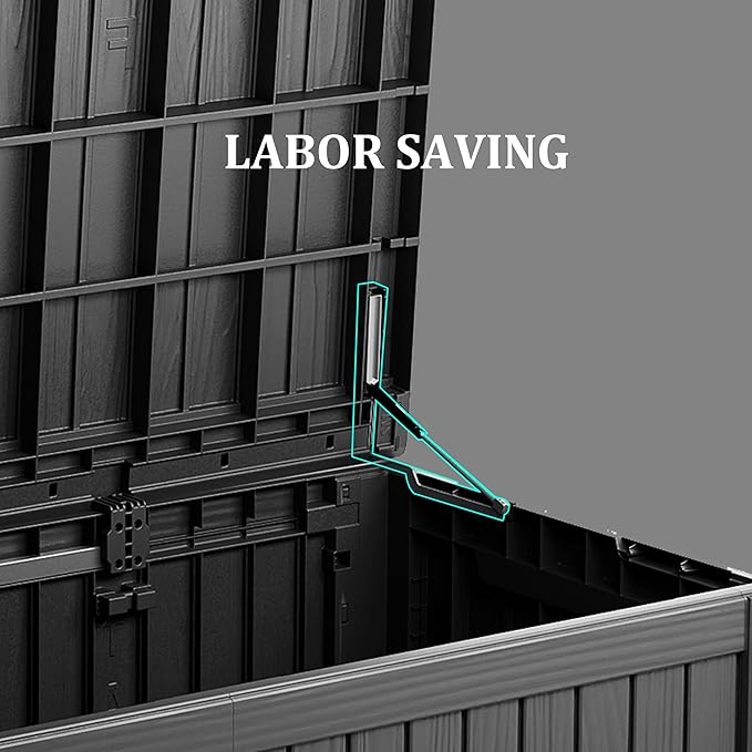 200 Gallon Outdoor Storage Box - Waterproof Patio Deck Box for Outside Deliveries, All-Weather Resin Bin with Lock for Cushions & Tools, UV-Resistant, Matte Black