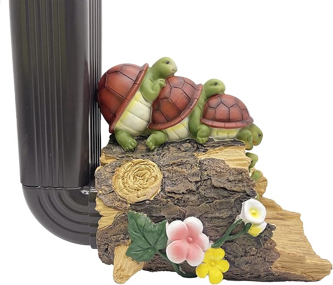 Turtle Statues Gutter Downspout Extension Statues Garden Decoration,Resin Statue Outdoor Decor,Animal Downspout Diverter,Decorative Gutter Extension,3"×4" Downspout Extender Diverter Splash Block