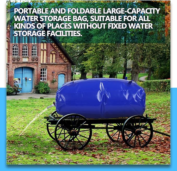 Kingdder Large Capacity Water Storage Bladder Emergency Water Bladder Tanks Foldable Storage Tank Portable Rainwater Bag for Drought Resistance Fire Protection Agricultural Irrigation(540L)