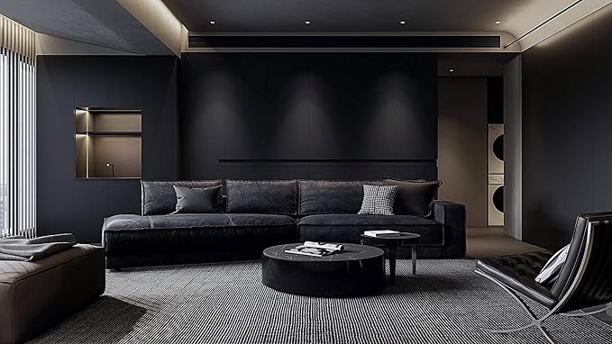 Dimoon 78.7''x15.7'' Black Skin Peel and Stick Wallpaper Contact Paper Modern Self Adhesive Wall Paper Removable Renter Friendly Textured Solid Color Cabinet Vinyl Roll (78.7''x15.7'',Black Skin)