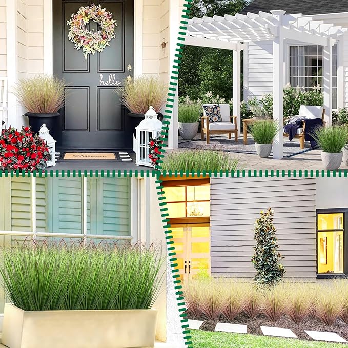 100Pcs Artificial Grass Plants, Faux Shrubs Wheat Grass, Artificial Tall Grasses Fake Plants for Outdoor Decor,Artificial Greenery Stems Weed for Room Indoor Home Decor(Light Purple)