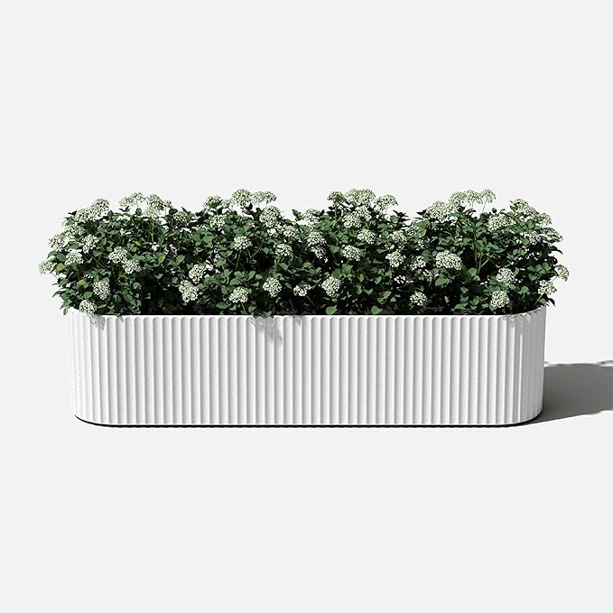 Veradek Demi Series Window Box Planter - Long Planter Box for Windowsill/Balcony | Durable Plastic-Stone Composite Material | Modern Décor for Flowers/Herbs