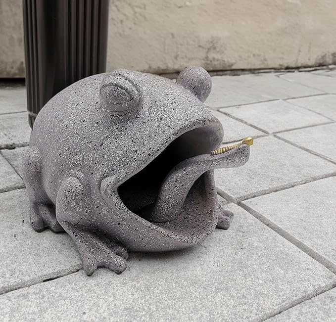 Frog Statues Gutter Downspout Extension Statues Garden Decoration,Animal Resin Statue Outdoor Decor,Downspout Diverter,Decorative Gutter Extension,3"×4" Downspout Extender Diverter Splash Block(Grey)