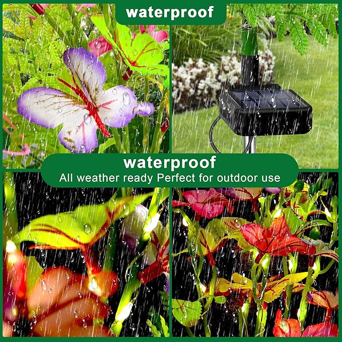 Solar Garden Lights Outdoor Waterproof,2 Packs Solar Swaying Butterfly Lights Decor,Gardening Butterfly Gifts for Mom Women,Solar Flowers Plant Lights Decorative Stakes for Yard Patio Lawn Pathway
