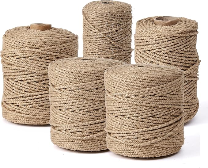 Natural Jute Twine,328 Feet 1/4 inch Hemp Twine Rope for Gift Wrapping Craft Plant Garden Christmas Handmade Arts Decoration Packing String Home Decor